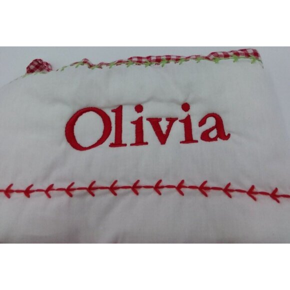 Pottery Barn Kids Olivia Christmas Stocking Snowflake Holiday Quilted Red - Picture 2 of 10